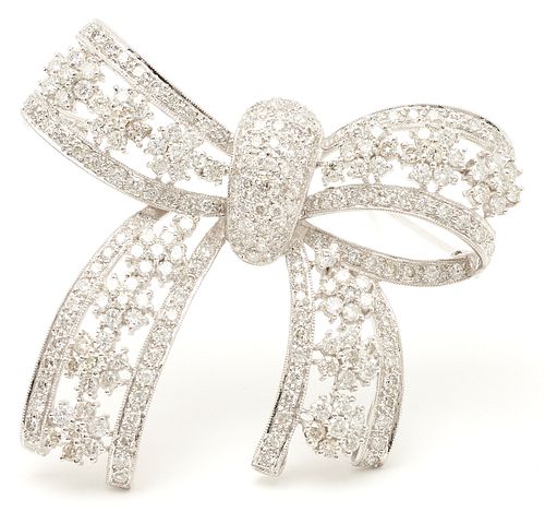 18K GOLD DIAMOND RIBBON BROOCHLadies 386f4d