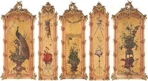 SET OF FIVE BELLE EPOQUE WALL PANELS 386f89