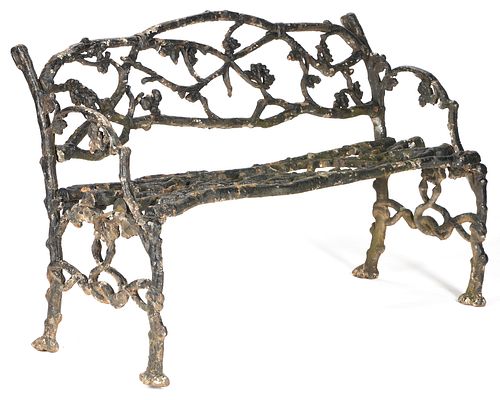 VICTORIAN CAST IRON GARDEN BENCH, TWIG