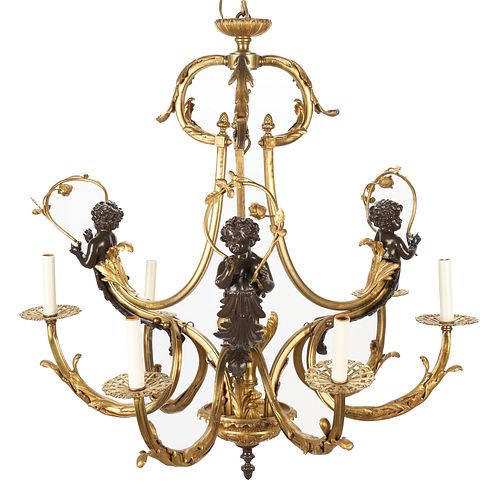 GILT BRONZE 6 LIGHT CHANDELIER 386fdc