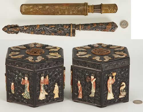 PAIR OF CHINESE LACQUER BOXES  386fe9