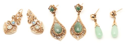 3 PRS. LADIES' 14K DANGLE OR DROP