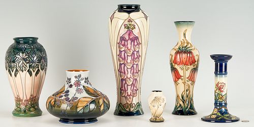 6 MOORCROFT POTTERY VASES INCL  387020