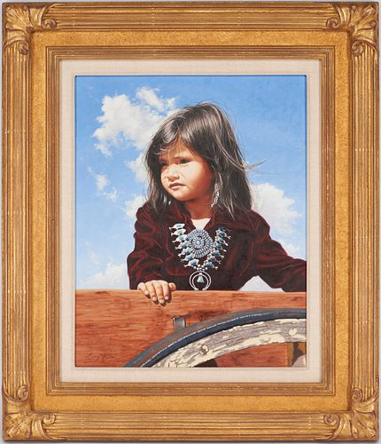 LARRY RILEY O/C PAINTING, INDIAN