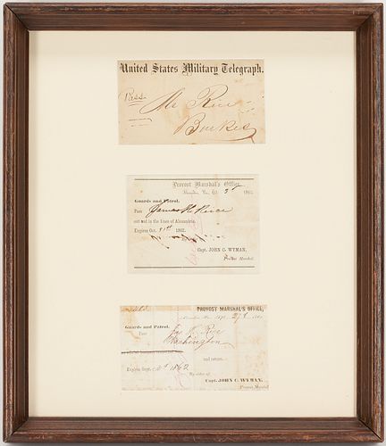 THREE FRAMED CIVIL WAR PASSES,