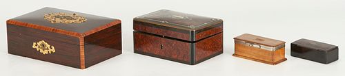4 EUROPEAN WOOD BOXES INCL STAMP 3870ae