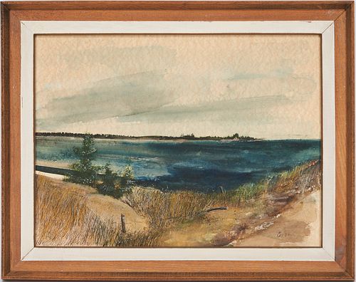 WATERCOLOR COASTAL LANDSCAPE PAINTING  387104