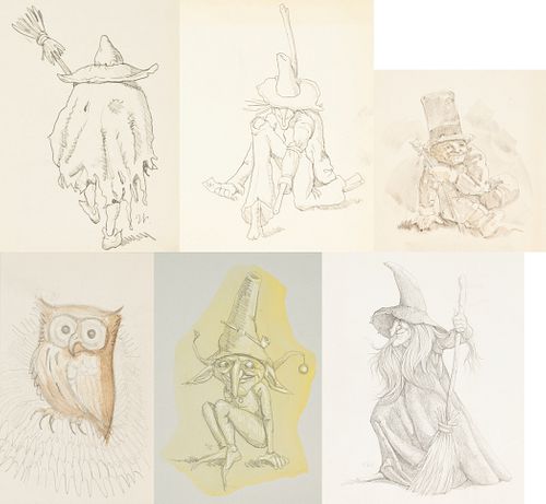 6 WERNER WILDNER HALLOWEEN THEMED ARTWORKSSix