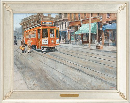 FRITZ KECK CITY SCENE PAINTING,