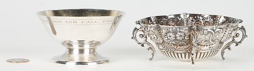 TWO ENGLISH STERLING BOWLS, INCL.