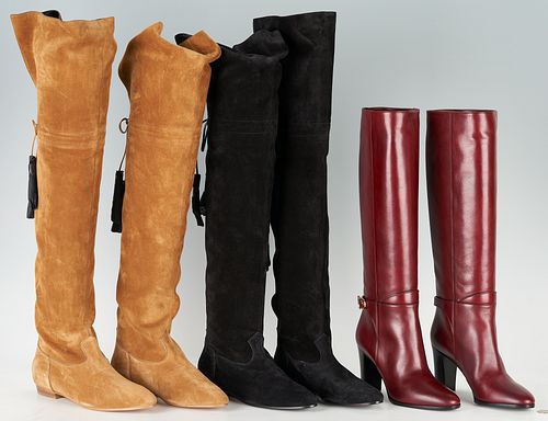 3 PAIRS CELINE LEATHER BOOTS, INCL.
