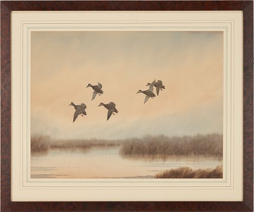 J.D. KNAPP WATERCOLOR, DUCKS IN FLIGHTJoseph