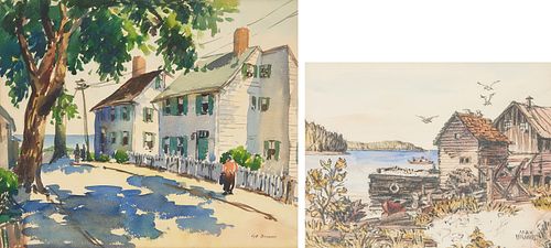 2 AMERICAN WATERCOLOR PAINTINGS  3872ab