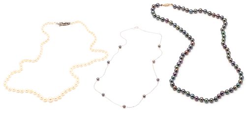 3 PEARL NECKLACES, INCL. MIKIMOTO1st