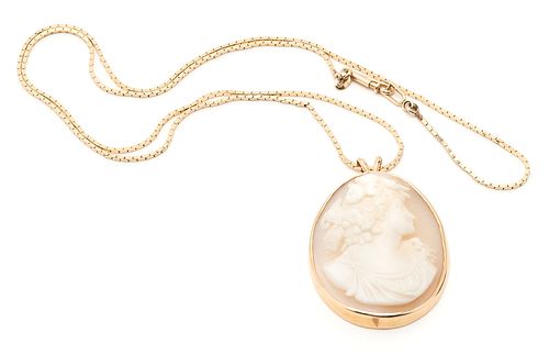 14K GOLD CAMEO NECKLACELadies 3872f6