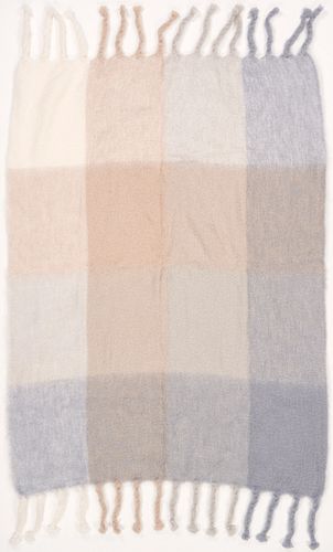 CELINE MOHAIR CHECK BLANKET, GREY