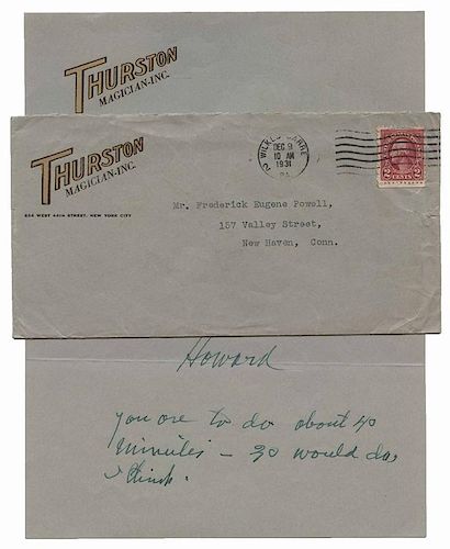 THURSTON, HOWARD. TYPED LETTER SIGNED