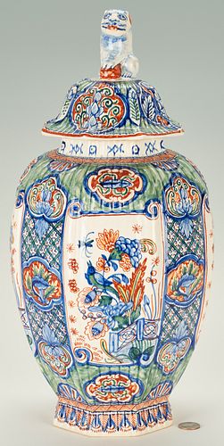 DELFT OCTAGONAL POLYCHROME JAR,