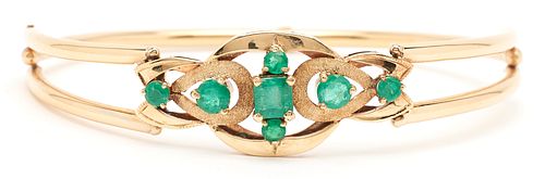 18K GOLD EMERALD BANGLE BRACELETLadies 3874a7