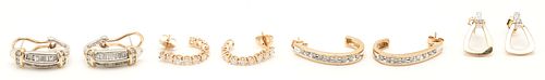 4 PAIRS OF GOLD DIAMOND EARRINGS1st 3874a9