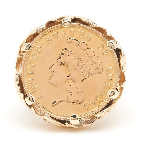 LADIES 14K 3 GOLD COIN RINGLadies  3874bc