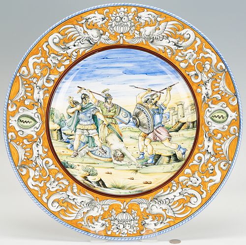 A LARGE ITALIAN MAJOLICA CHARGER