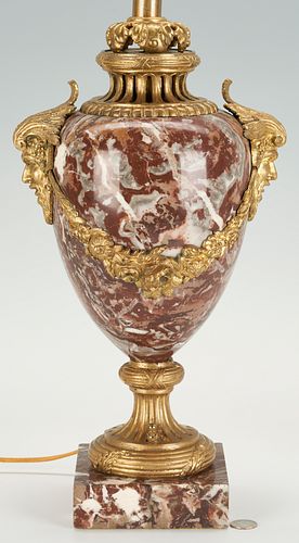 FRENCH ROUGE MARBLE GILT BRONZE