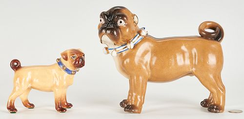 2 CONTINENTAL CERAMIC PUG DOGSTwo