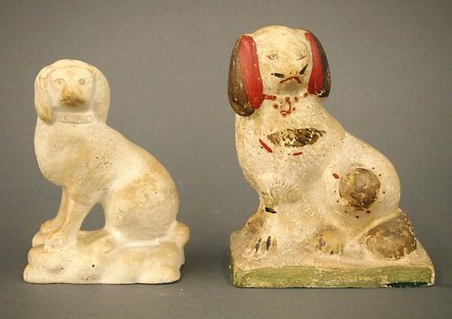 2 CHALKWARE DOGSTwo late 19th century