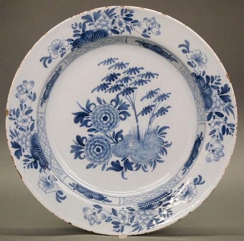 18TH C. DELFT WARE CHARGERAn 18th