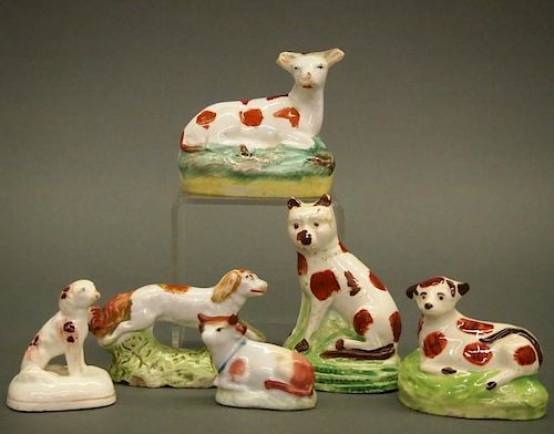 6 STAFFORDSHIRE & PORCELAIN SPOTTED