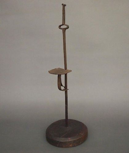 IRON AND WOOD CANDLE STANDA late