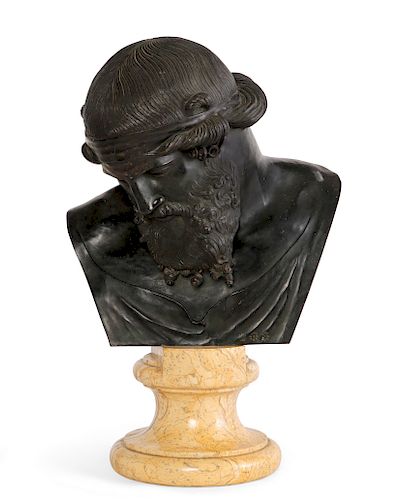 ITALIAN BRONZE BUST OF PLATO SABATINO