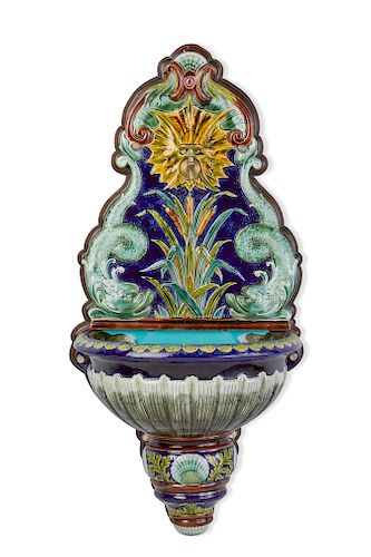 A CONTINENTAL MAJOLICA LAVABOA