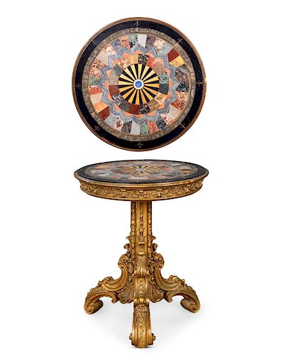 A GEORGE IV CENTER TABLE WITH SPECIMEN