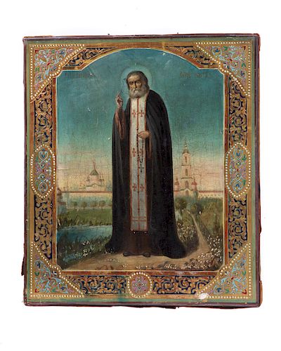 A RUSSIAN ICON OF SAINT SERAPHIM 384f13