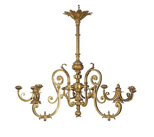 A REGENCE STYLE GILT BRONZE CHANDELIERAn