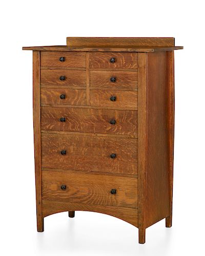 GUSTAV STICKLEY CRAFTSMAN CHEST OF DRAWERS,