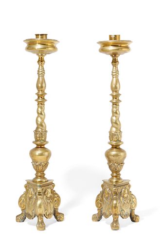 A PAIR OF CONTINENTAL BAROQUE BRASS 384f4f