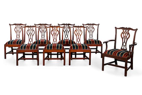 A SET OF EIGHT CHIPPENDALE MAHOGANY