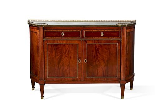 A LOUIS XVI MAHOGANY COMMODE, 18TH