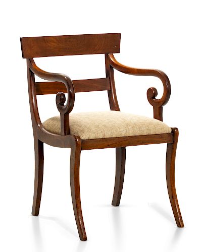 A REGENCY MAHOGANY ARMCHAIR 19TH 385030