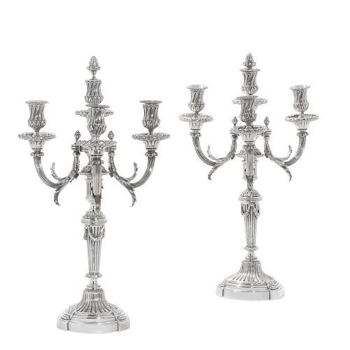 PAIR OF LOUIS XVI STYLE SILVERED