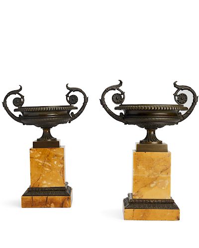 A PAIR OF CHARLES X BRONZE AND