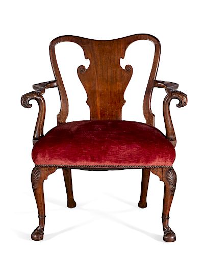 A GEORGE II WALNUT ARMCHAIR IRISH  385078