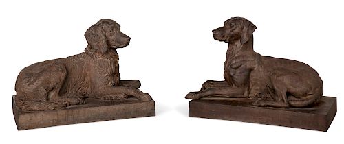 PAIR OF FRENCH CAST IRON DOGS  3850a8