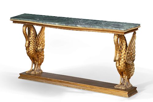 AN EMPIRE STYLE GILTWOOD CONSOLEAn