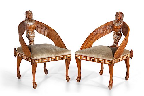 A PAIR OF EGYPTIAN REVIVAL ARMCHAIRSA