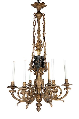 A FRENCH BRONZE FIGURAL SIX LIGHT 385105