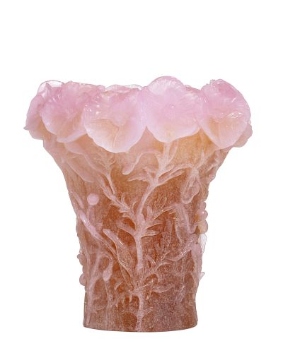 A DAUM PATE DE VERRE HIBISCUS VASEA